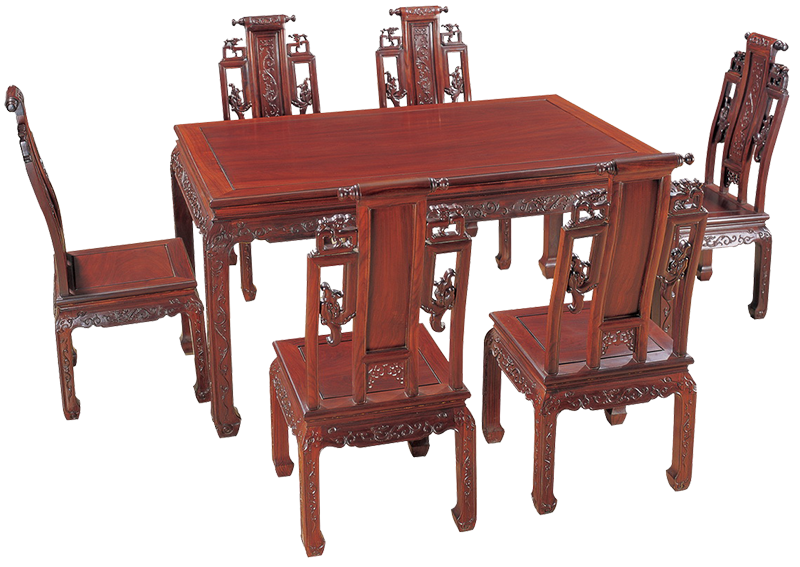 草龍長方桌帶椅