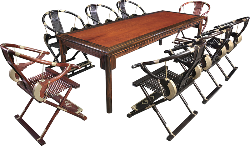 刀牙裙長(zhǎng)方桌帶椅