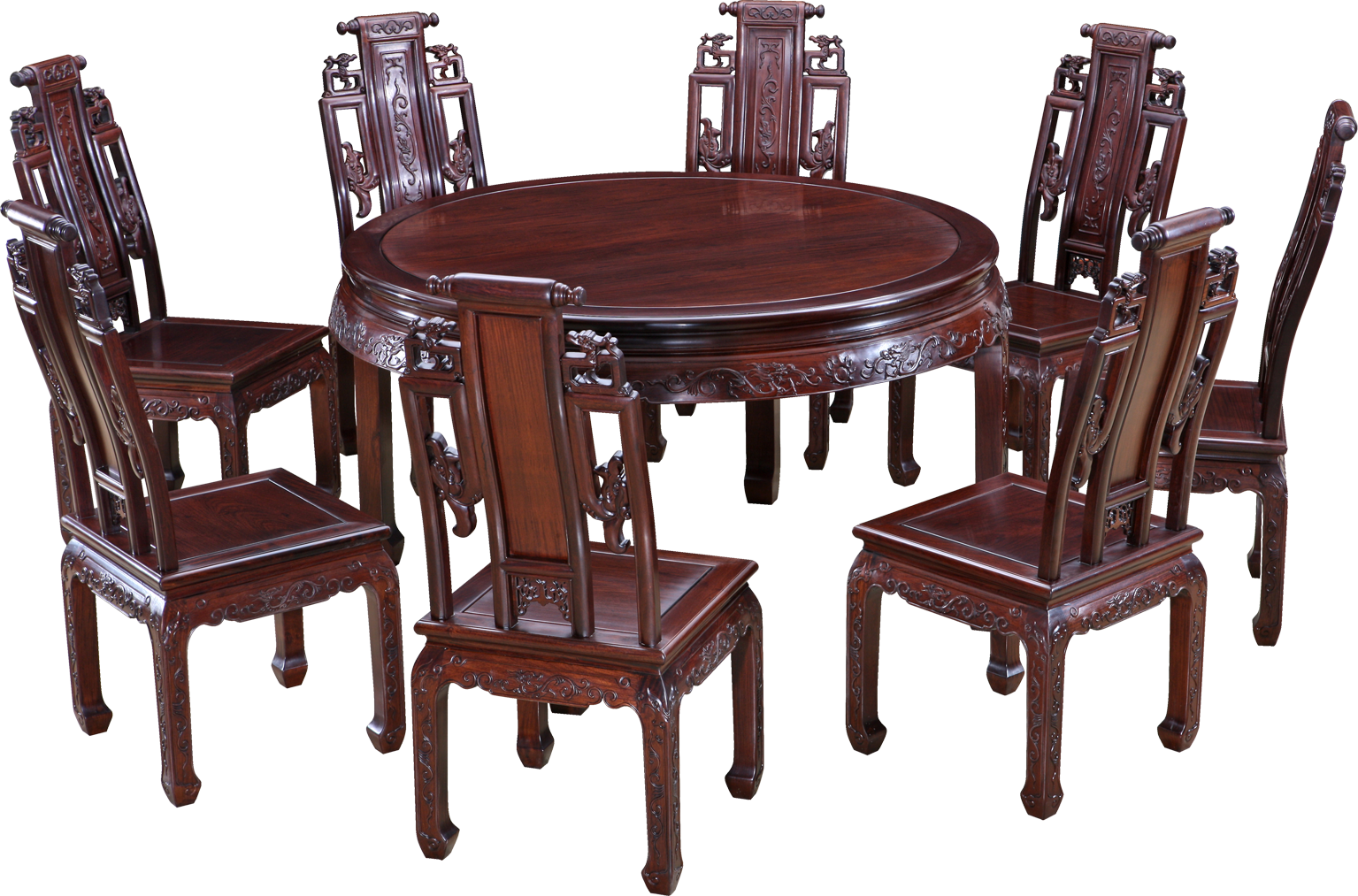 四腳草龍圓桌帶椅