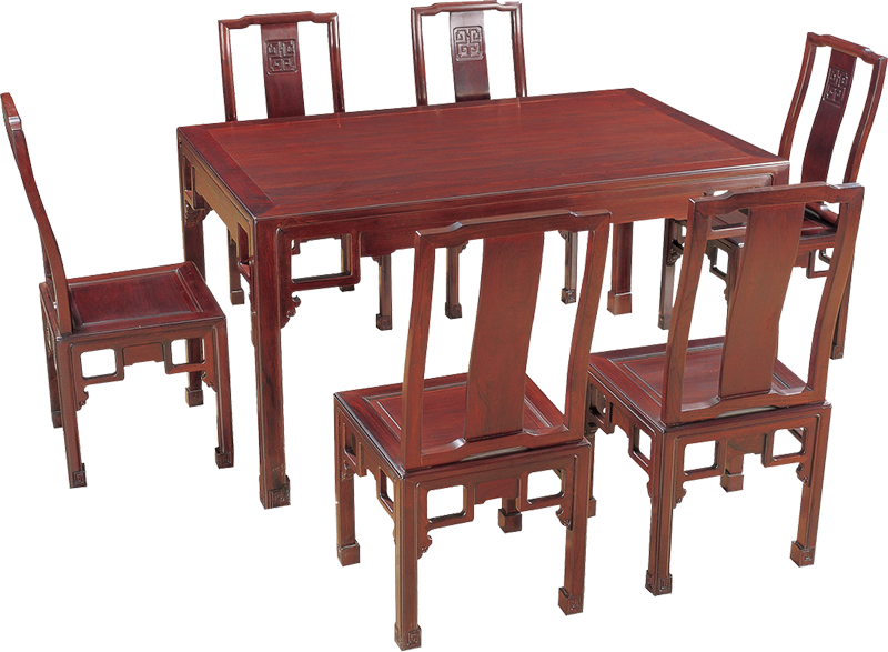 回紋長(zhǎng)方桌帶椅