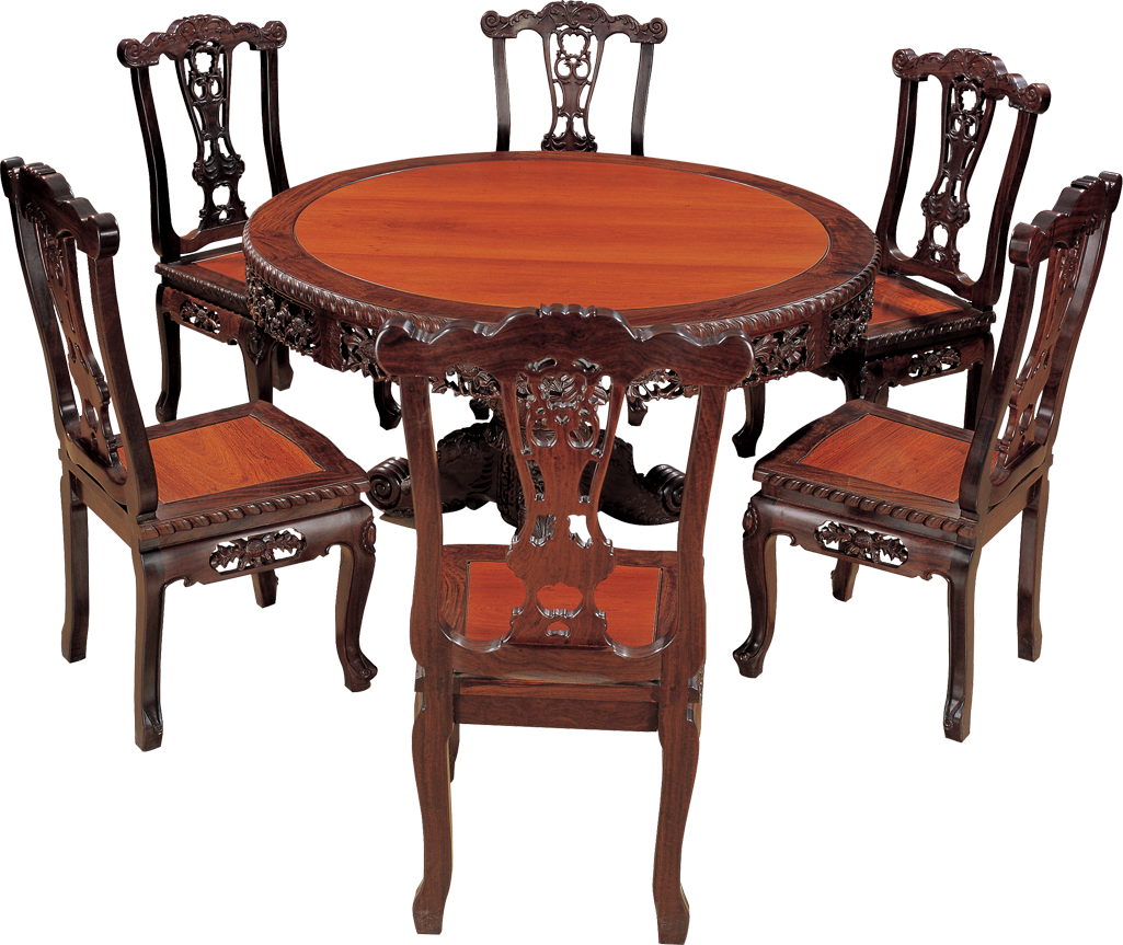 獨梃西洋花紋圓桌帶椅