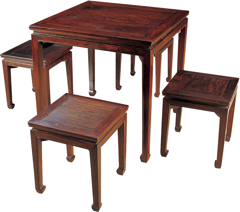 馬蹄腳小方桌帶凳