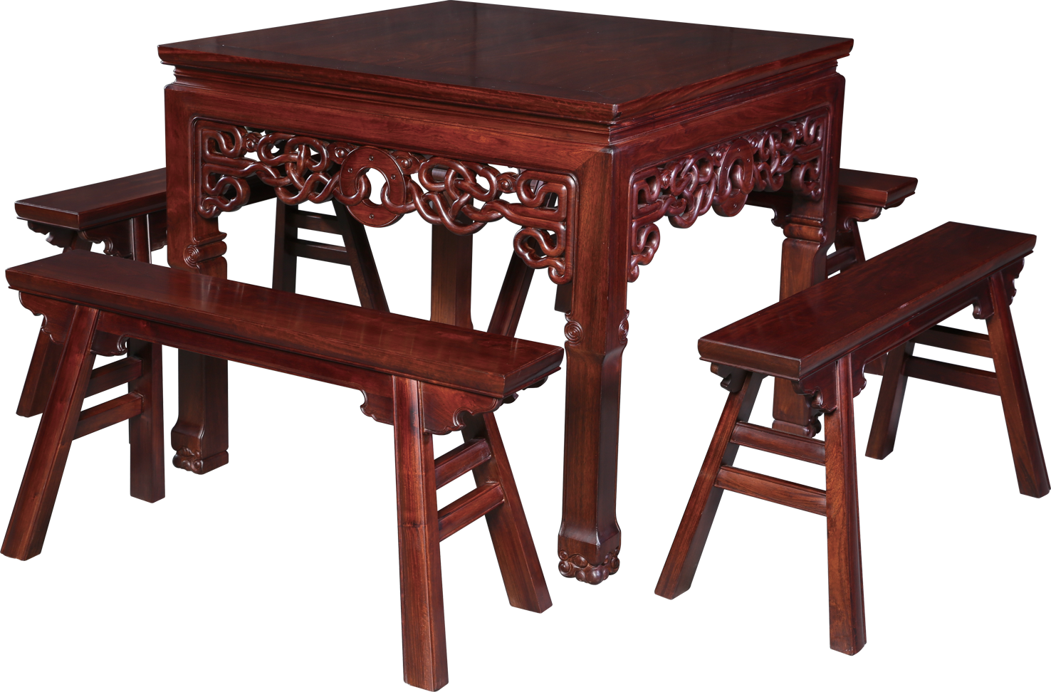 紋藤四方桌帶凳