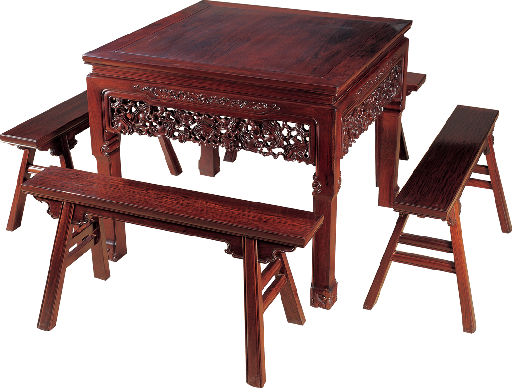 靈芝四方桌帶凳