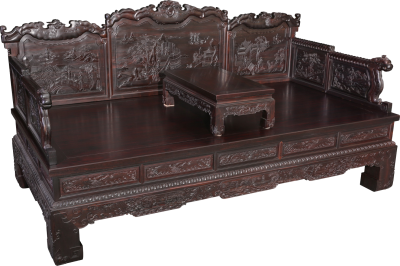 山水人物羅漢床