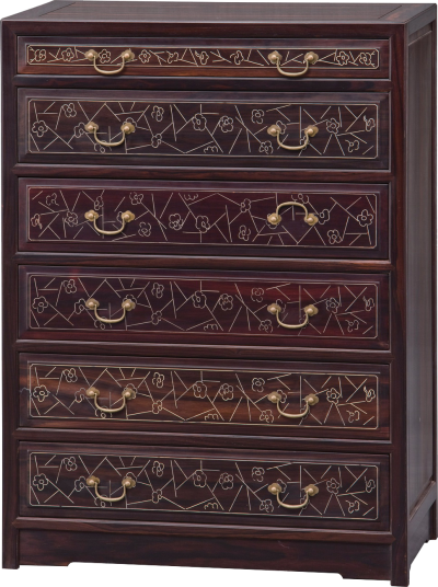 嵌銀絲冰梅紋六斗柜