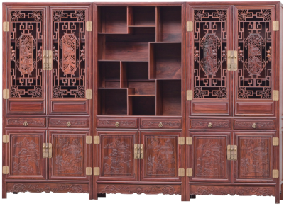 山水圖書柜帶博古架