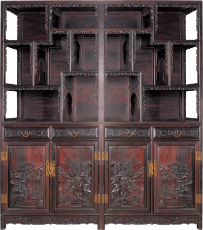 西洋花紋山水人物圖柜格