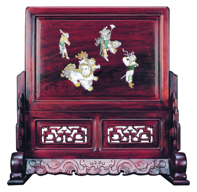 螺鈿三獅進(jìn)寶圖插屏
