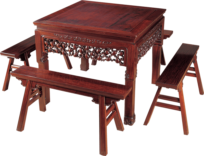 蛋形四方桌帶凳