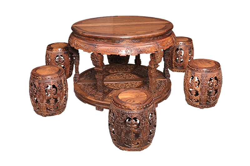 西番蓮紋拼桌帶凳